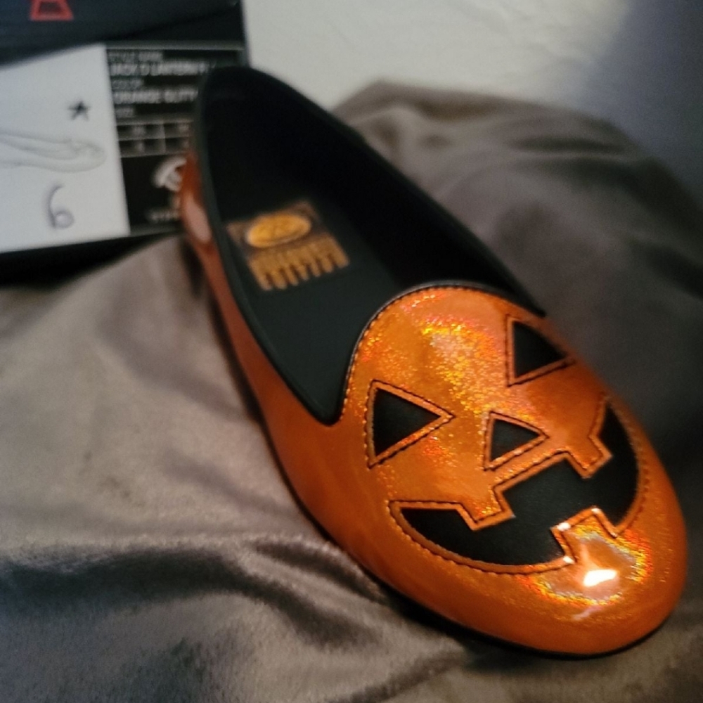 Strange Cvlt orange glitter flats Lydia pumpkin size 6